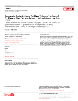 Germans Suffering in Spain: Cold War Visions of The