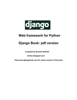 Web Framework for Python Django Book: Pdf Version