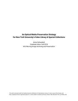 An Optical Media Preservation Strategy for New York University's