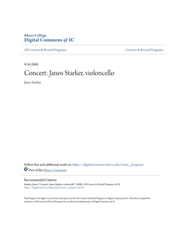 Janos Starker, Violoncello Janos Starker