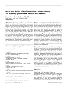 Quaternary Aquifer of the North China Plain—Assessing and Achieving Groundwater Resource Sustainability