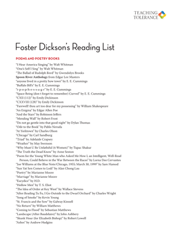 Foster Dickson's Reading List