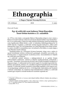 Ethnographia a Magyar Néprajzi Társaság Folyóirata 129