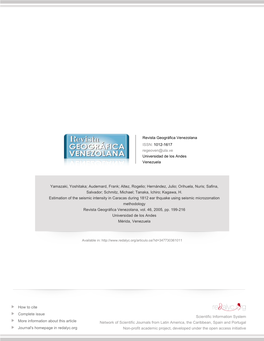 Redalyc.Estimation of the Seismic Intensity in Caracas During 1812