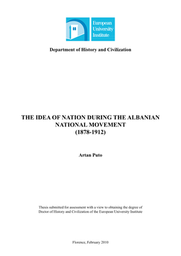 The Idea of Nation During the Albanian National Movement (1878-1912)