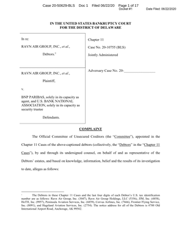 Case 20-50629-BLS Doc 1 Filed 06/22/20 Page 1 of 17