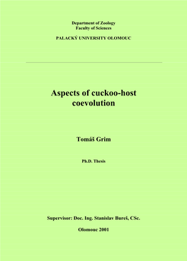 Aspects of Cuckoo-Host Coevolution Tomáš