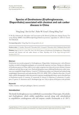 Species of Dendrostoma (Erythrogloeaceae, Diaporthales) Associated with Chestnut and Oak Canker Diseases in China