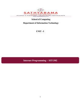 Internet Programming – SIT1302