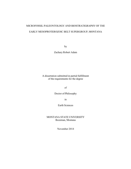 Microfossil Paleontology and Biostratigraphy of The