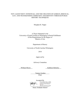 Stonewall and the Creation of Lesbian, Bisexual, Gay, and Transgender Community and Identity Through Public History Techniques