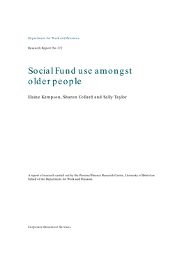 Social Fund Use Amongst Older People