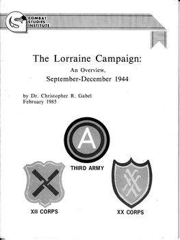 The Lorraine Campaign: an Overview, September-December 1944