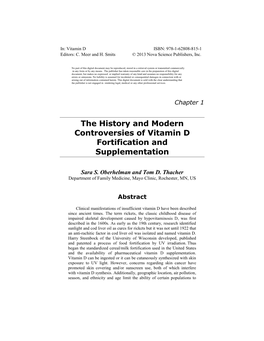The History and Modern Controversies of Vitamin D Fortification and Supplementation