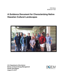 A Guidance Document for Characterizing Native Hawaiian Cultural Landscapes