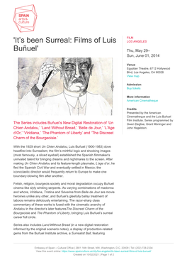 'It's Been Surreal: Films of Luis Buñuel'