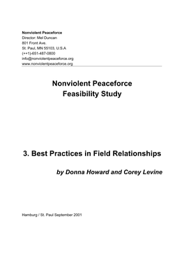 Nonviolent Peaceforce Feasibility Study 3. Best Practices in Field