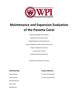 Maintenance and Expansion Evaluation of the Panama Canal