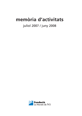 Memòria D'activitats