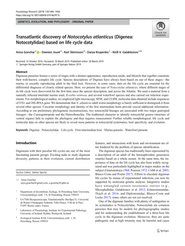 (Digenea: Notocotylidae) Based on Life Cycle Data