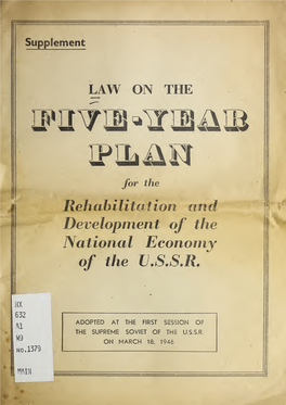 Law on the Five-Year Plan for the Rehabilitation and Development of the National Economy of the U.S.S.R., 1946-1950