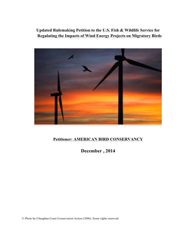 Rulemaking Petition for Regulating the Impacts of Wind Energy Projects