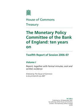 The Monetary Policy Committee of the Bank of England: Ten Years On