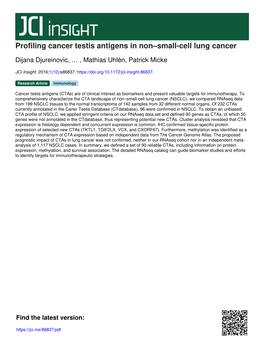 Profiling Cancer Testis Antigens in Non–Small-Cell Lung Cancer