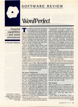 Wordperfect, December 1984, BYTE Magazine