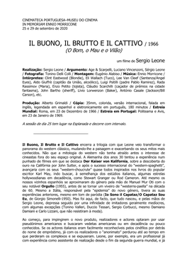 IL BUONO, IL BRUTTO E IL CATTIVO / 1966 (O Bom, O Mau E O Vilão)