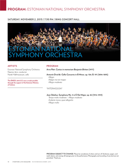 ESTONIAN NATIONAL SYMPHONY Orchestra