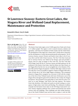 St Lawrence Seaway: Eastern Great Lakes, the Niagara River and Welland Canal Replacement, Maintenance and Protection