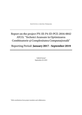 Report on the Project PN-III-P4-ID-PCE-2016-0842 ATCO, 