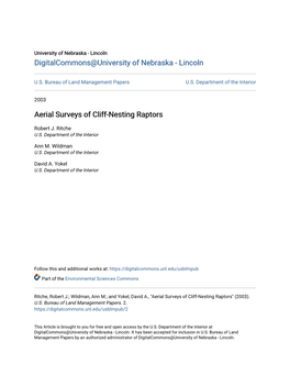 Aerial Surveys of Cliff-Nesting Raptors