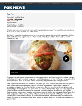Fast Food America's Best Hot Dogs by Dan Myers Published June 02