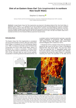 Diet of an Eastern Grass Owl Tyto Longimembris in Northern New South Wales