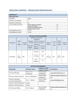 Municipal Profile - Emadlageni Municipality