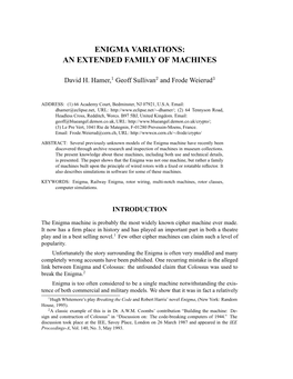 Enigma Variations: an Extended Family of Machines
