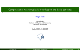 Computational Astrophysics I: Introduction and Basic Concepts