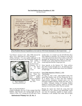 Netherlands Philately Vol. 33, No. 3 1 Paul Redfern Rescue Expedition