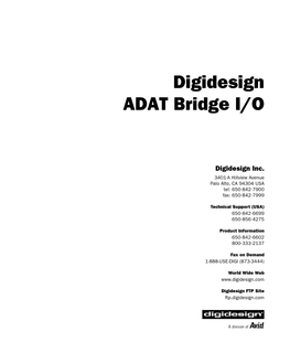 ADAT Bridge I/O Guide