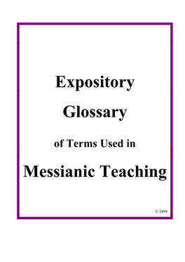 Expository Glossary Messianic Teaching