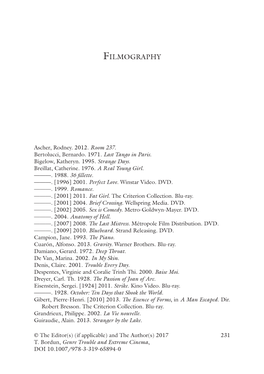 Genre Trouble and Extreme Cinema, DOI 10.1007/978-3-319-65894-0 232 Filmography