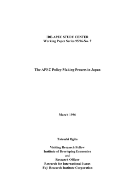 The APEC Policy-Making Process in Japan