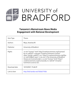 Tanzania's Mainstream News Media Engagement with National