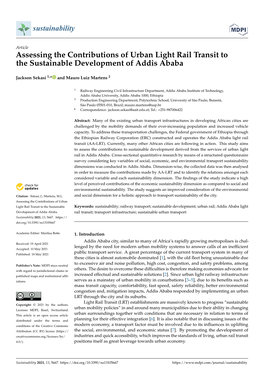 Assessing the Contributions of Urban Light Rail Transit to the Sustainable Development of Addis Ababa