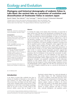 Phylogeny and Historical Demography of Endemic Fishes In