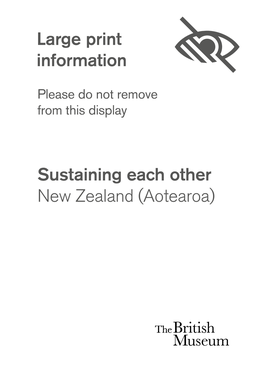 Sustaining Each Other New Zealand (Aotearoa) Large Print Information