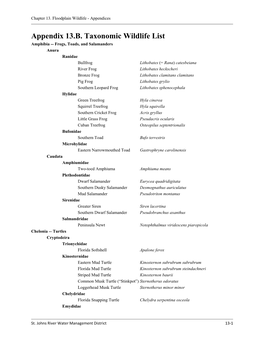 Appendix 13.B. Taxonomic Wildlife List