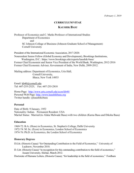 Kaushik Basu's CV